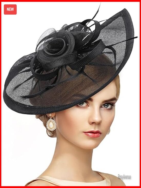 Feather Fascinator Derby Hat with Headband & Clip for Formal Occasions main image 6
